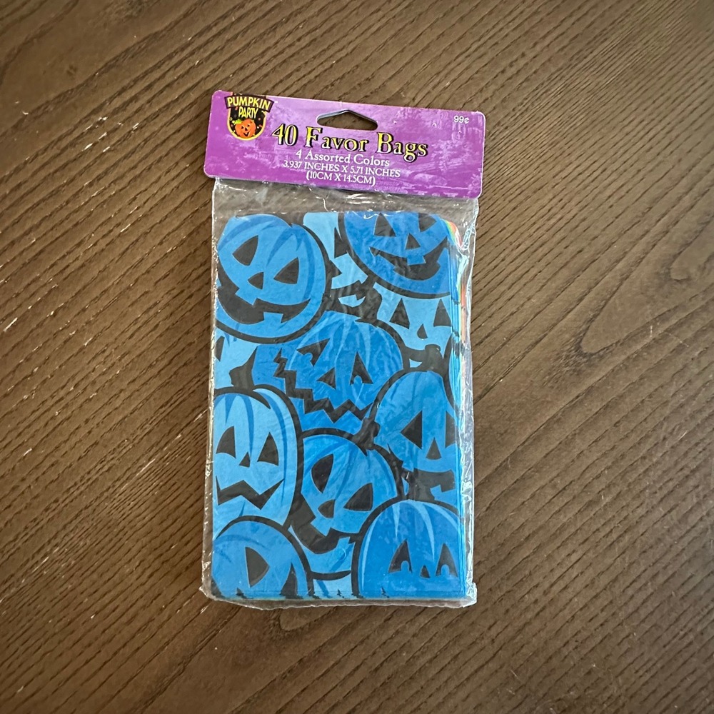 Pumpkin Party Halloween Favor Bags 40 Count Assorted Colors Jack O Lantern Bags